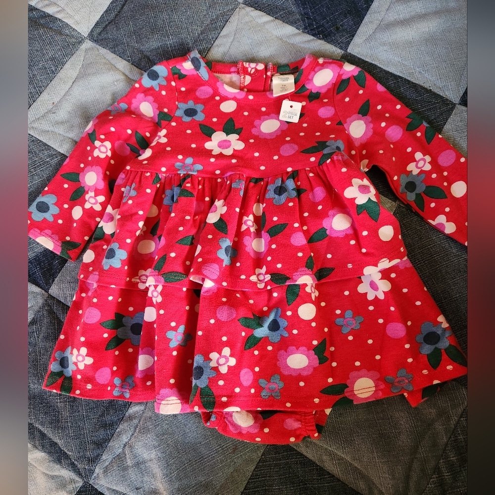 Tucker & Tate 2 Piece Floral Red Baby Dress 3 Month